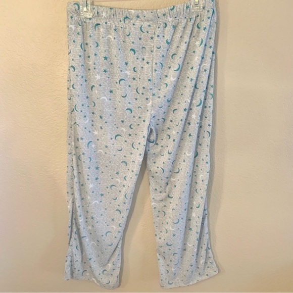 NWT Pajama Pants Large (Girls) Totally Pink Grey w/ Teal and White Moons Stars - Picture 7 of 10